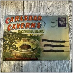 CARLSBAD CAVERNS‎ Souvenir Fold-Out New Mexico 1940s Vintage